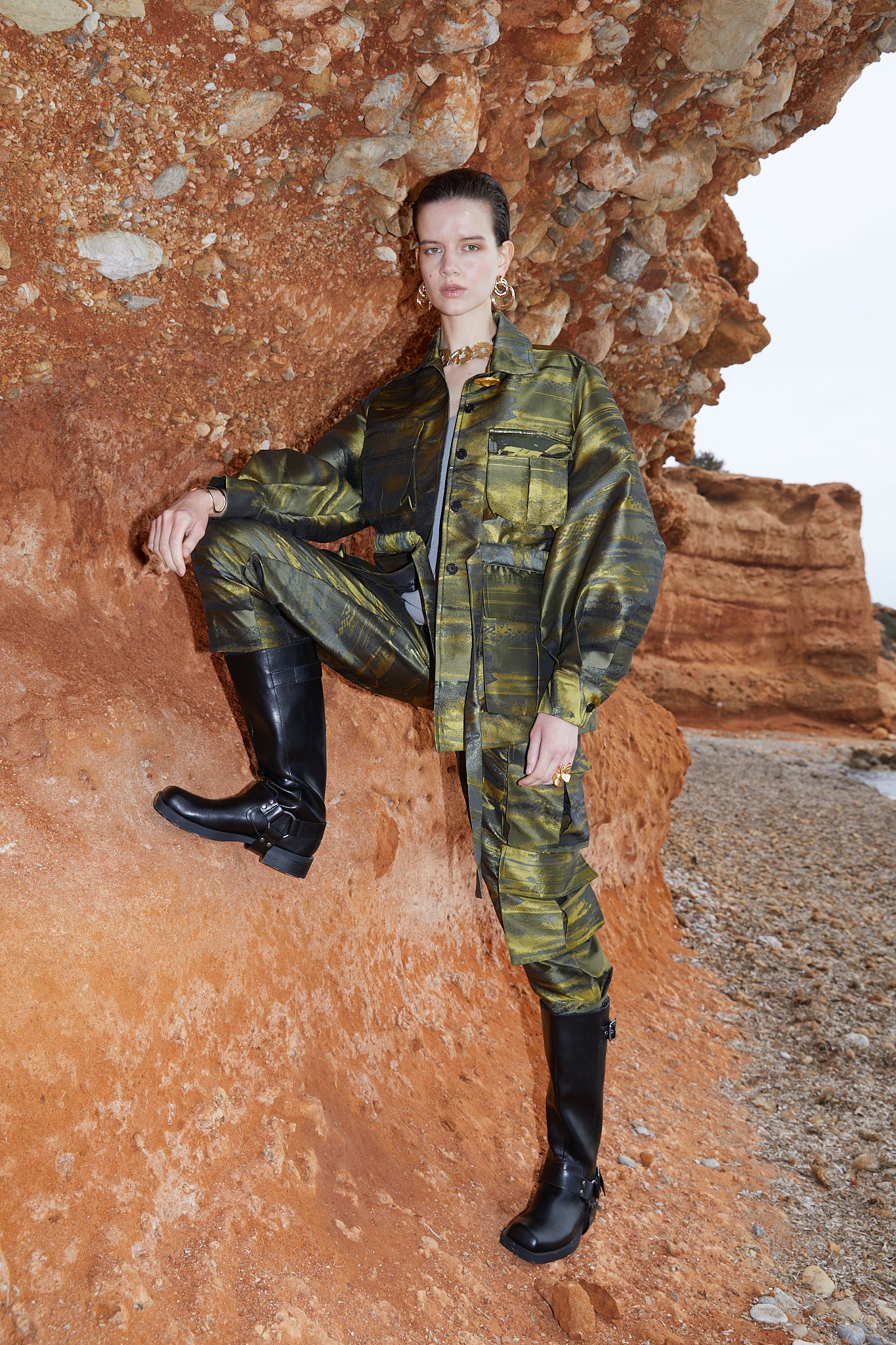 JACQUARD CARGO PANTS