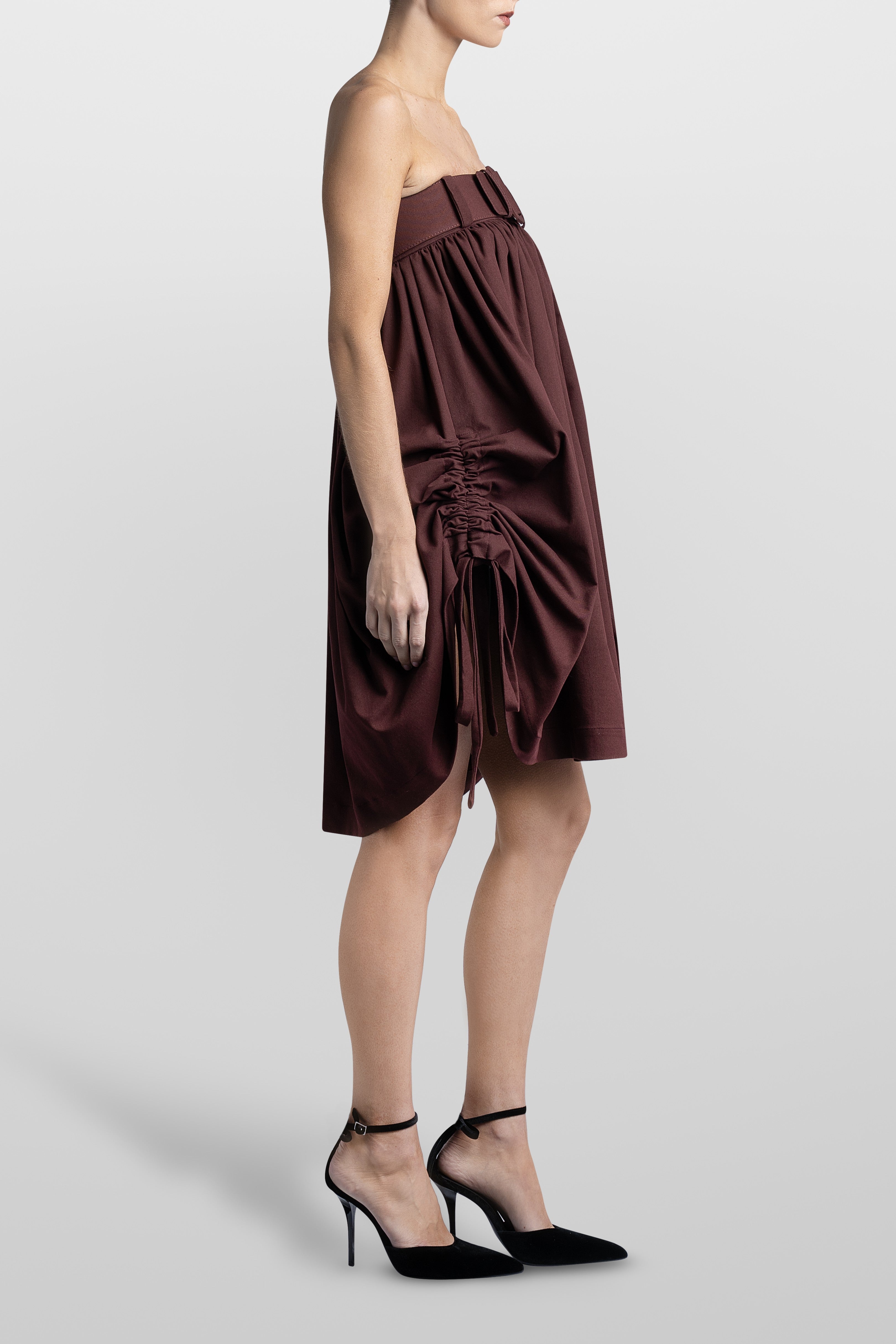 DRILL BALLON MINI DRESS WITH BELT