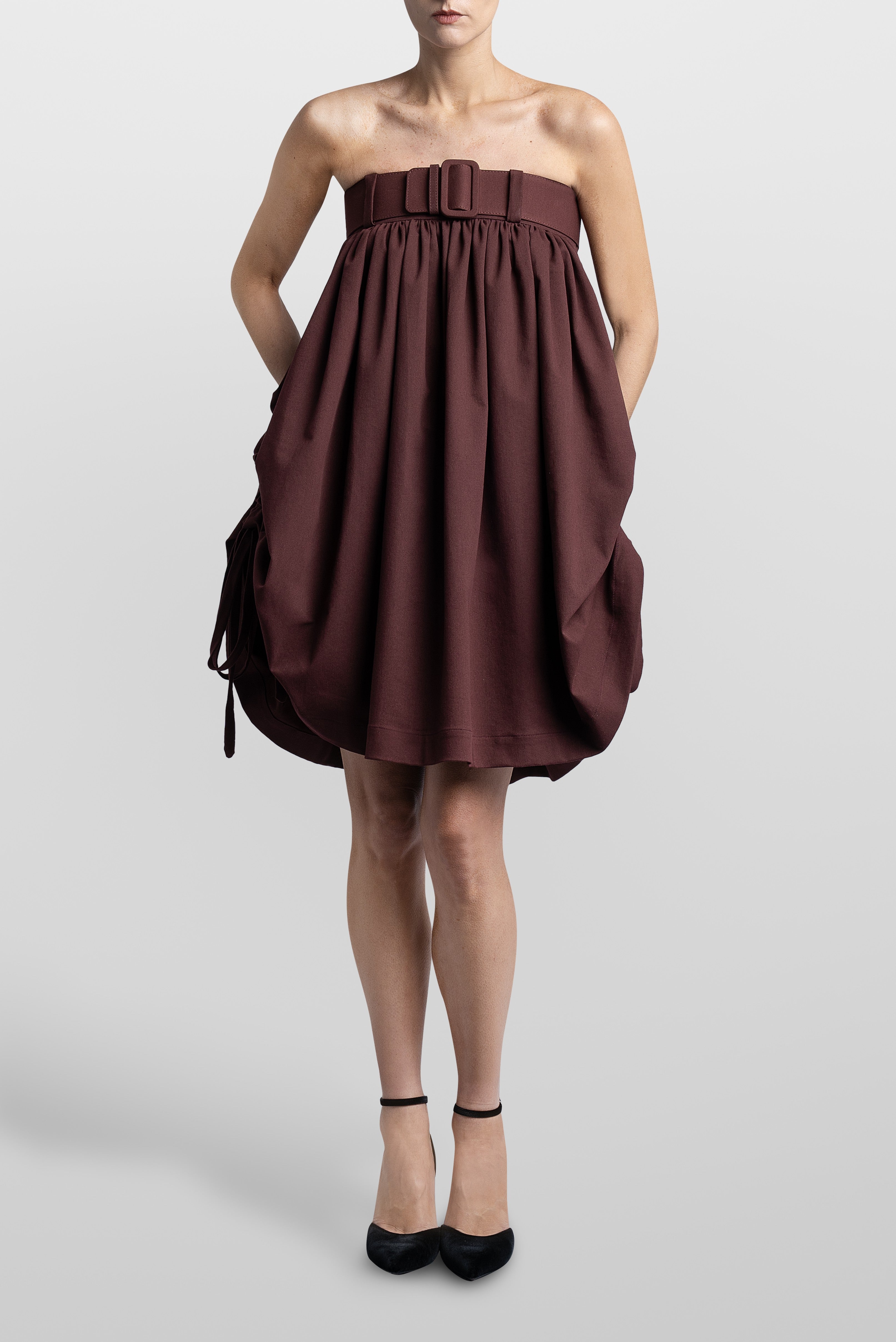 DRILL BALLON MINI DRESS WITH BELT