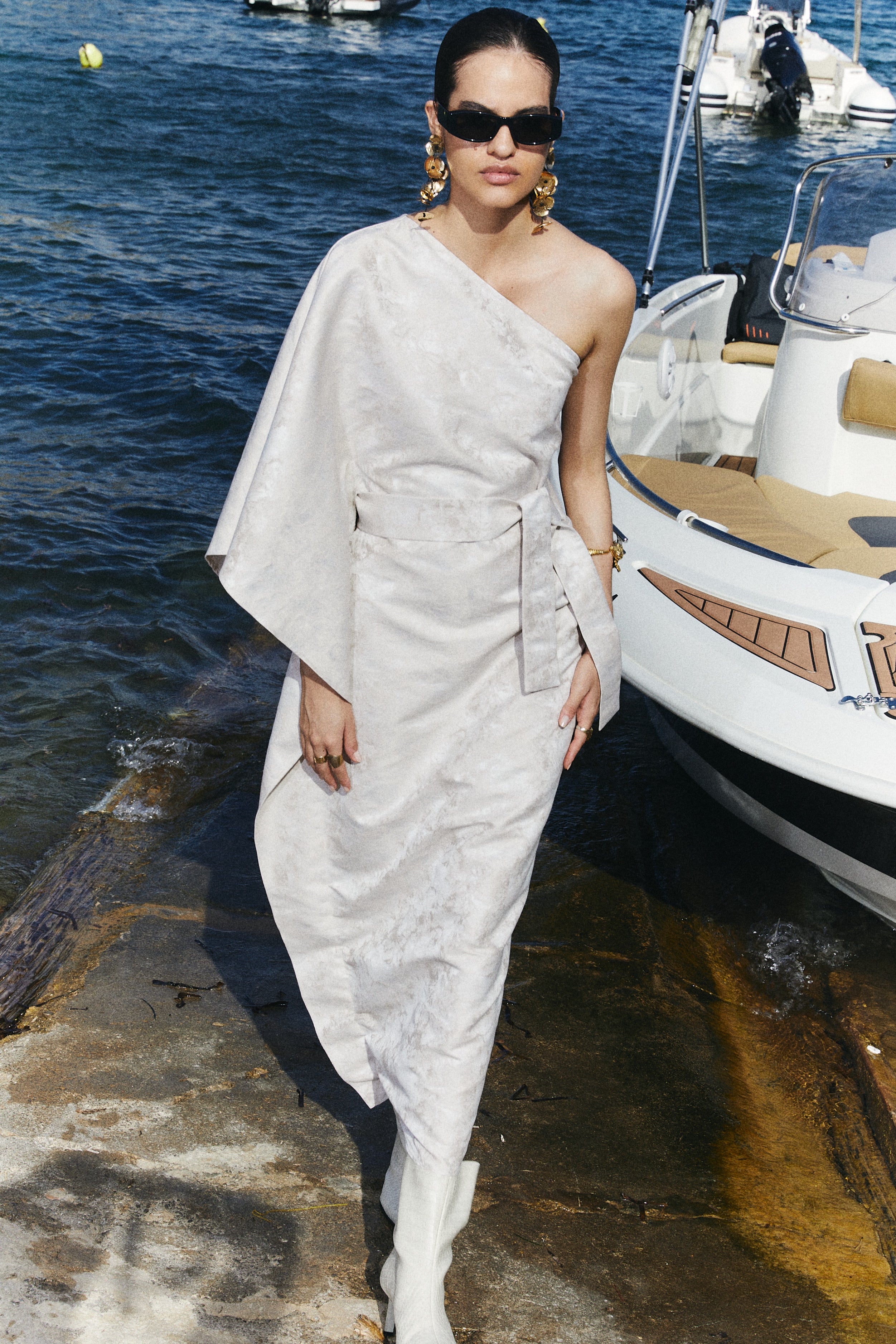 ASYMMETRICAL JACQUARD KAFTAN