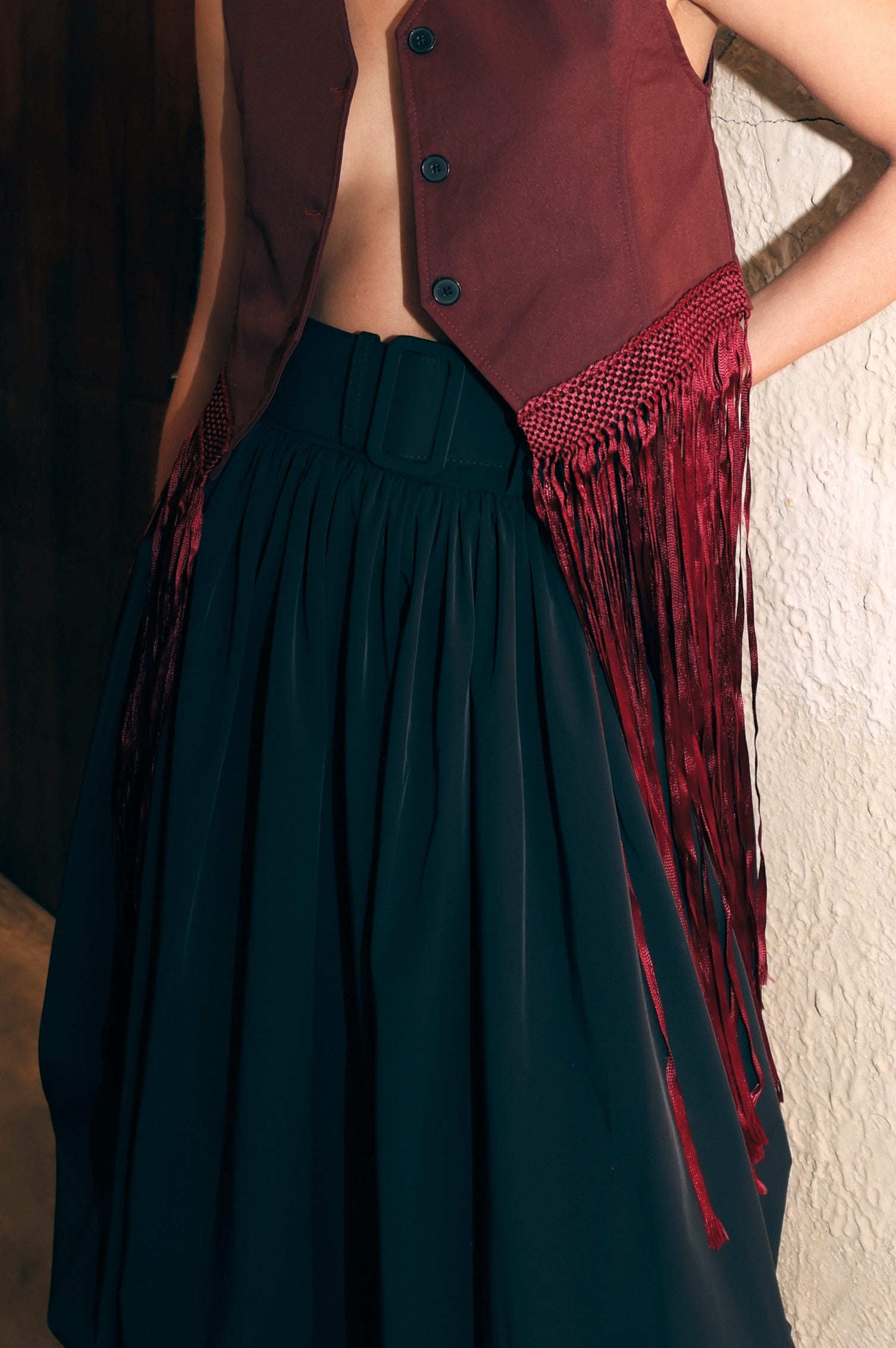 NYLON SKIRT COULISSE WITH BELT
