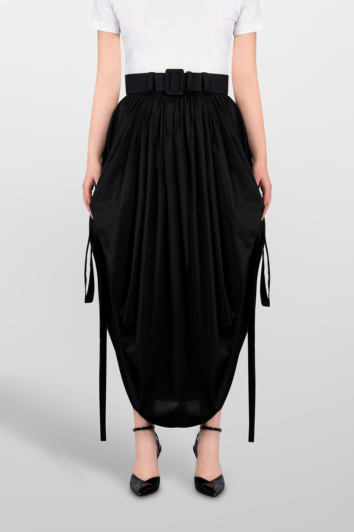 COTTON SKIRT COULISSE WITH BELT