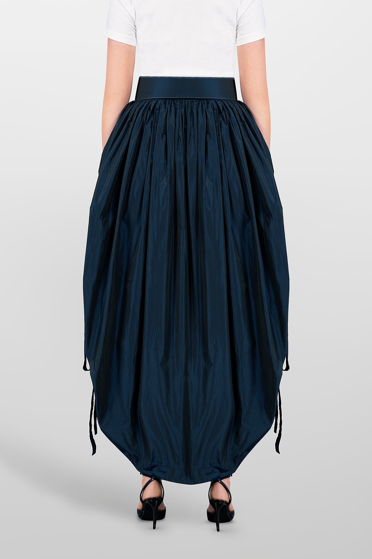 TAFFETA SKIRT COULISSE WITH BELT