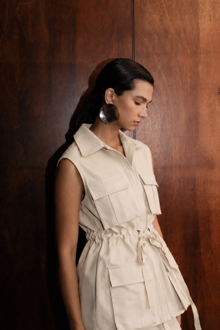 MACRAME DRILL SAHARIANA DRESS