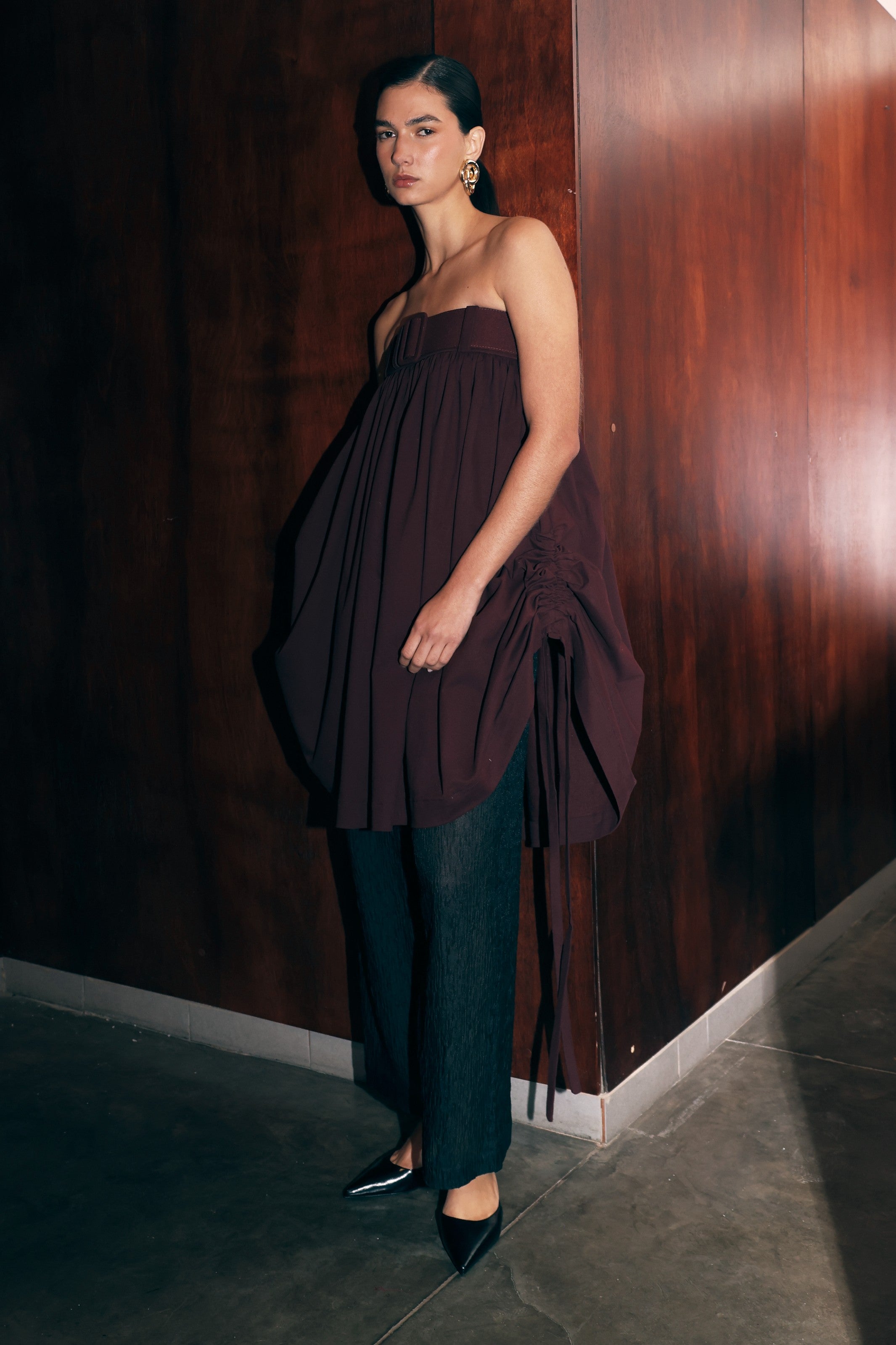 DRILL BALLON MINI DRESS WITH BELT