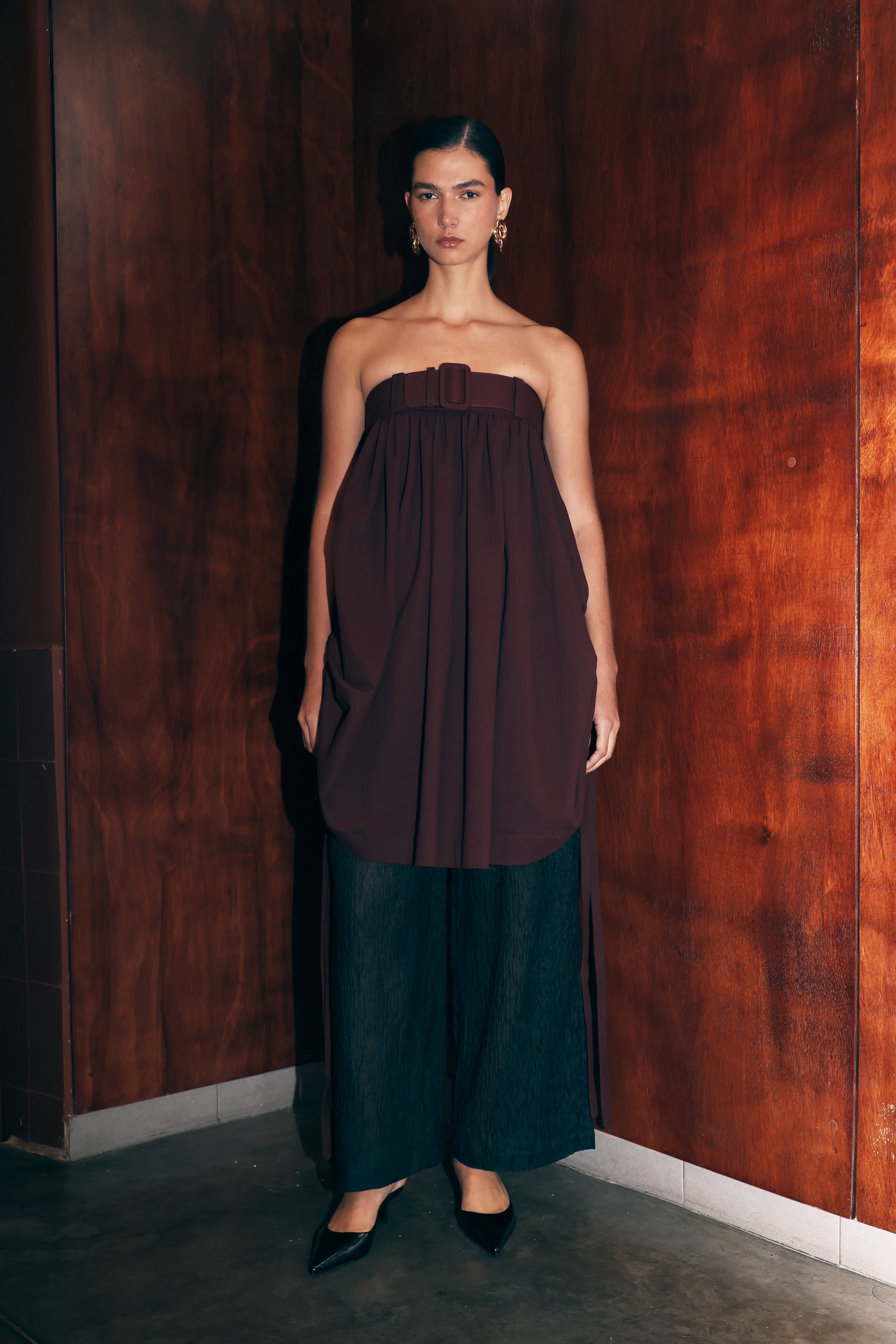 DRILL BALLON MINI DRESS WITH BELT
