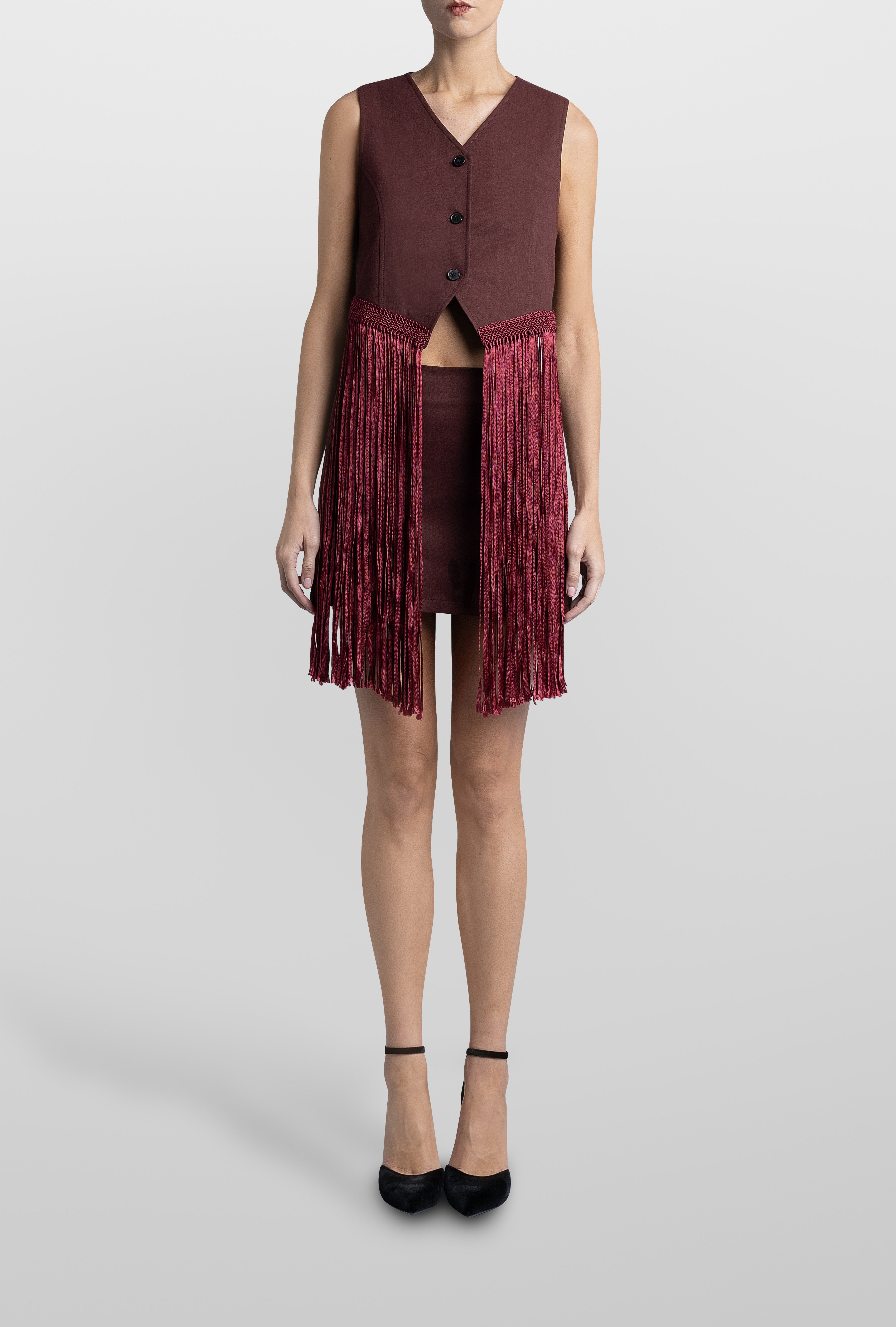 MACRAME DRILL GILLET TOP