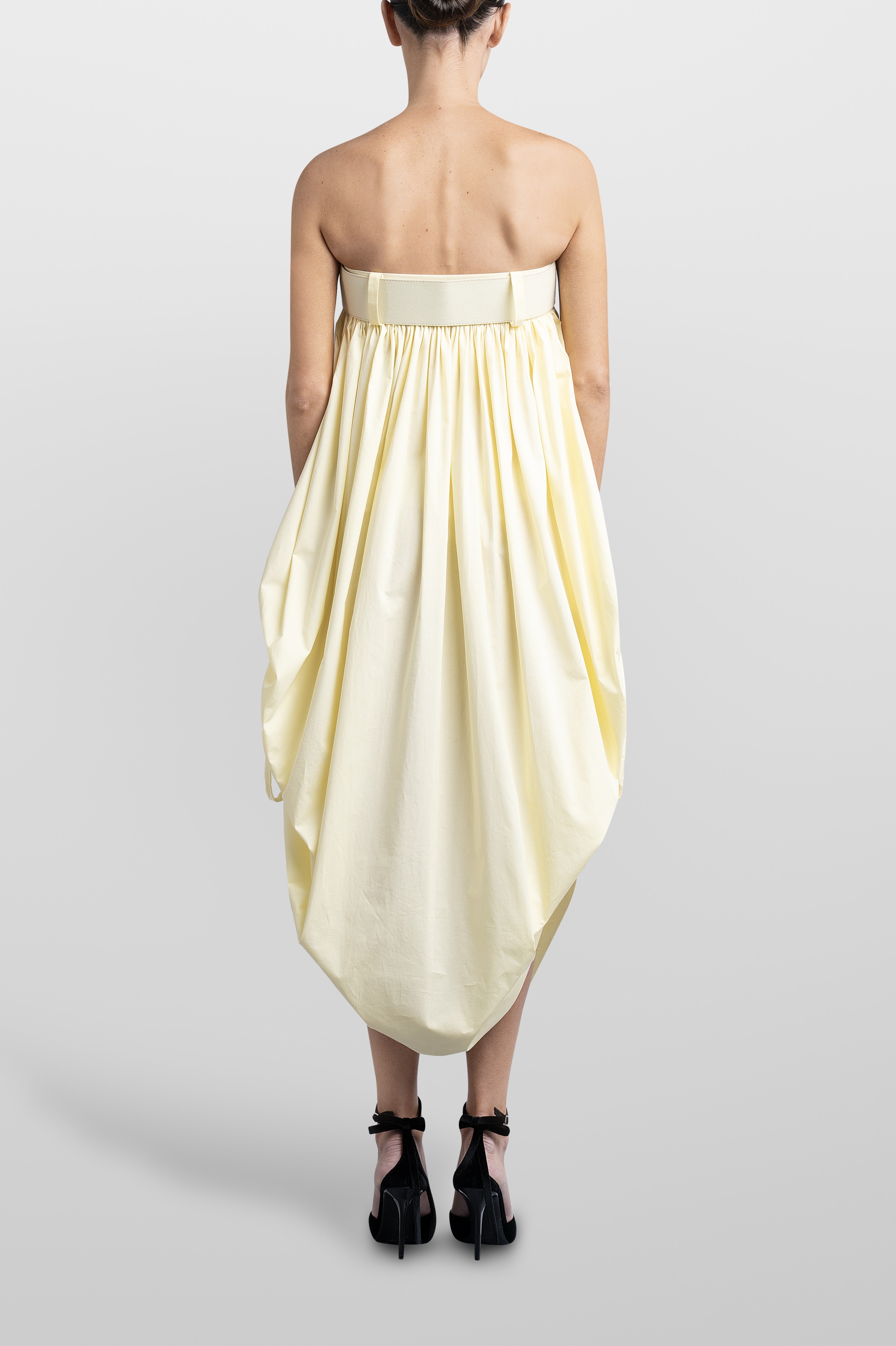 POPLIN BALLOON LONG DRESS WITH BELT