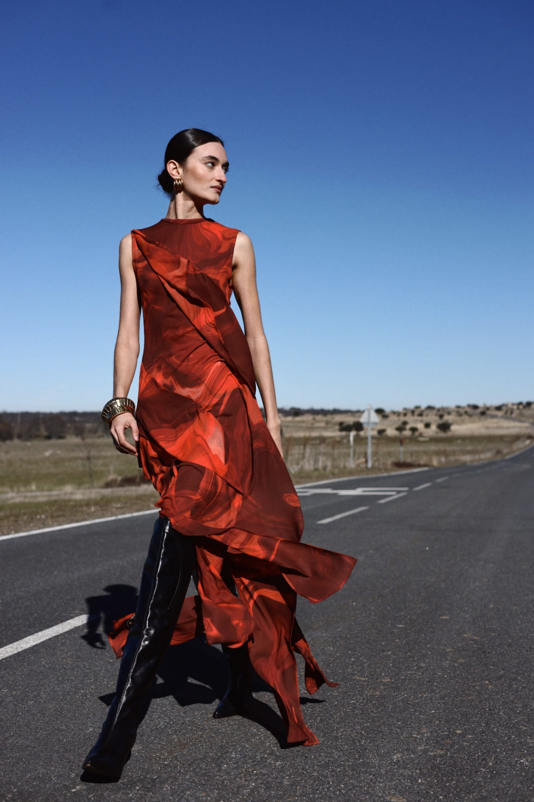 PRITED VOLANT DRESS