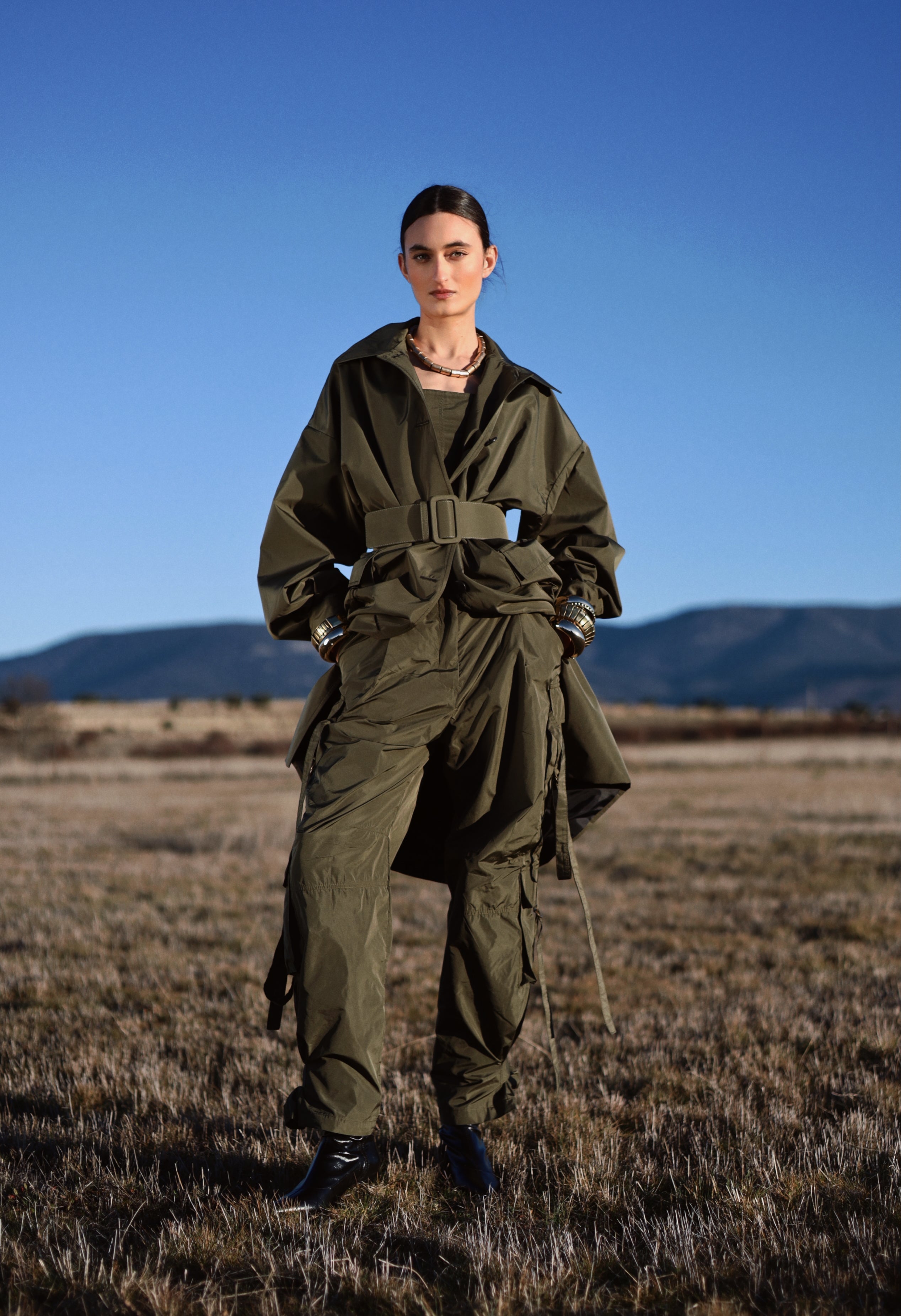 TAFFETA MAXI CARGO PANTS