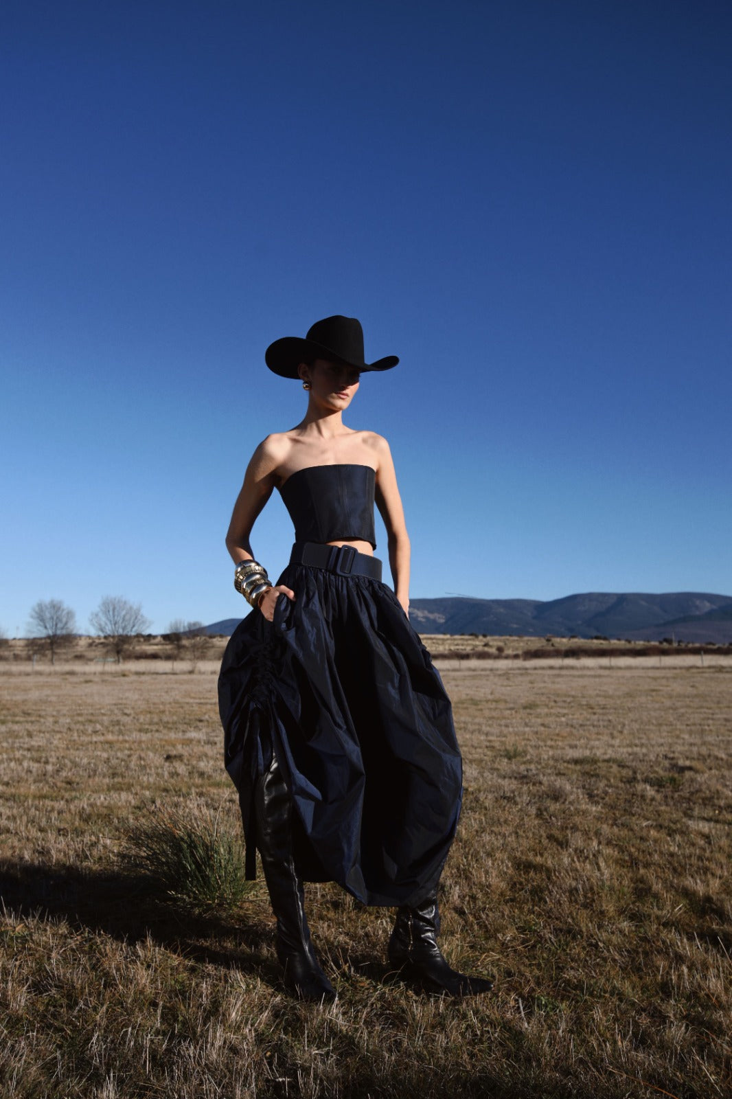 TAFFETA SKIRT COULISSE WITH BELT